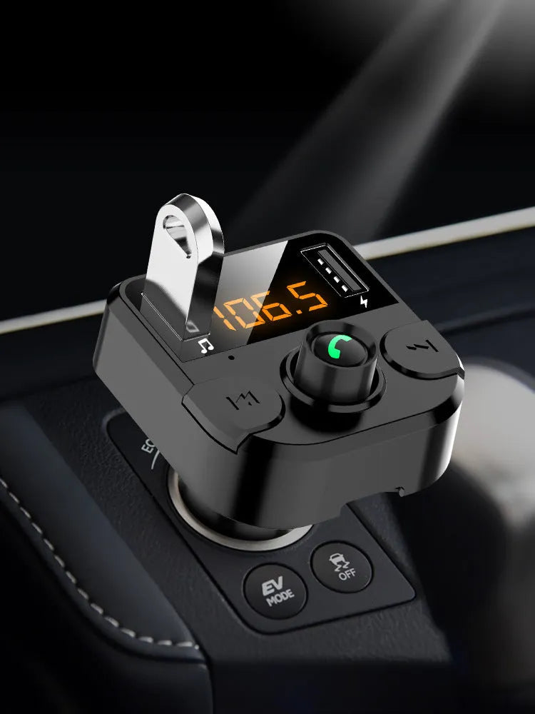 BT36B black car MP3 Bluetooth player with 1.1-inch display for cigarette lighter power