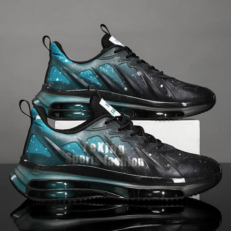 Men's platform sole trainers in mesh with mid-top height and round toe design