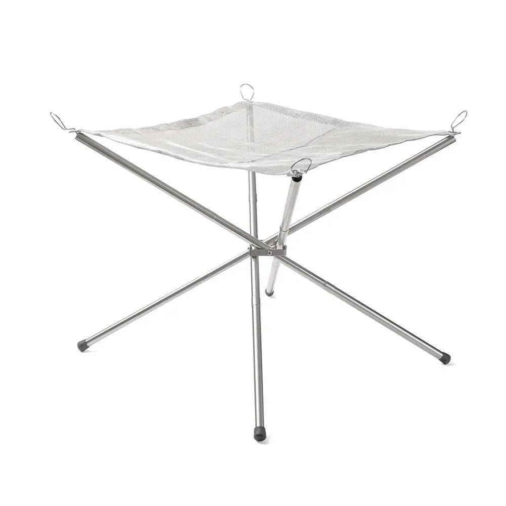 Stainless steel barbecue grill and net set in silver, showing large and medium size options.