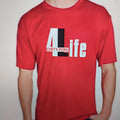 Red men's loose fit cotton t-shirt with short sleeves and round neck on a hanger