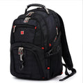 Black business computer backpack showing three compartments and internal organisers for 12-15 inch laptops