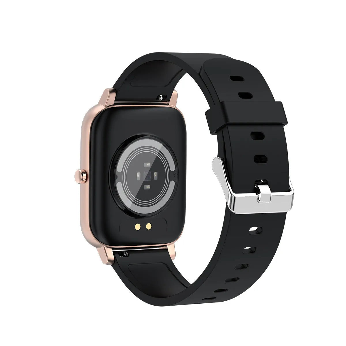 H80 smart watch with black silicone strap and 1.69-inch screen showing health metrics.