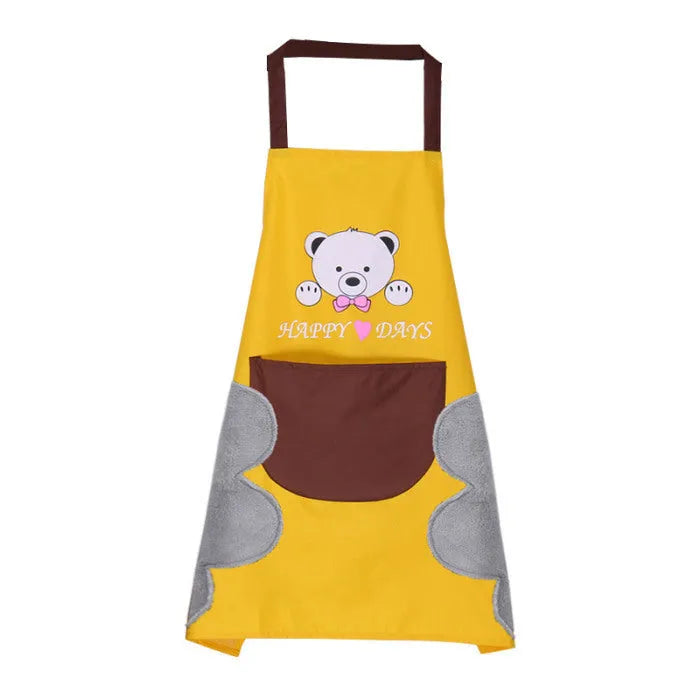 Korean-style sleeveless kitchen apron in waterproof fabric and coral velvet