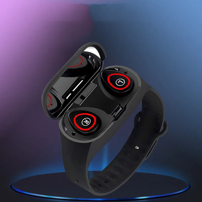 Smart bracelet earphone combo wearable device with 1-inch screen on silicone wristband
