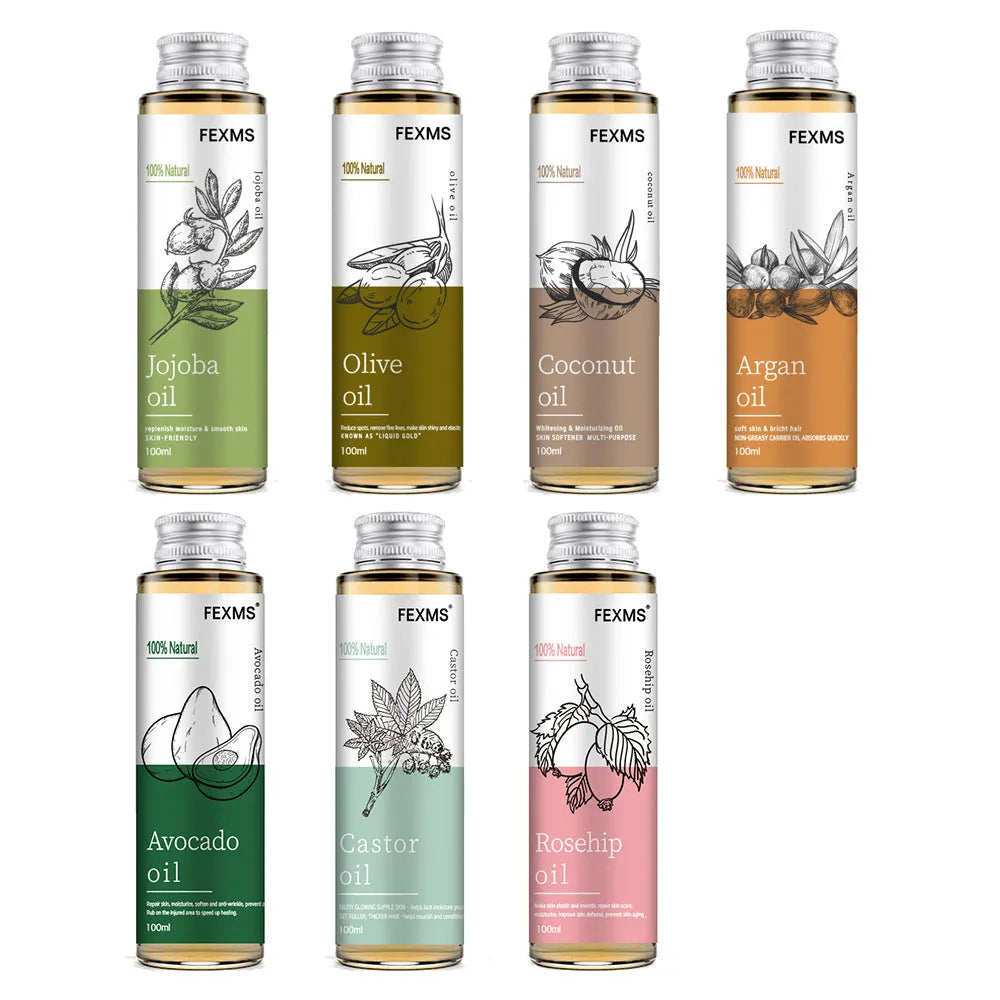 Coconut Skin Care Massage Body Care Essential Oil 100ml Universal Skin Type Castor Coconut Jojoba Olive Nuts Oil Set for Relaxing Massage