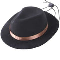 Handmade wool felt hat for small pets in black, brown, pink, or red with a 155cm diameter.