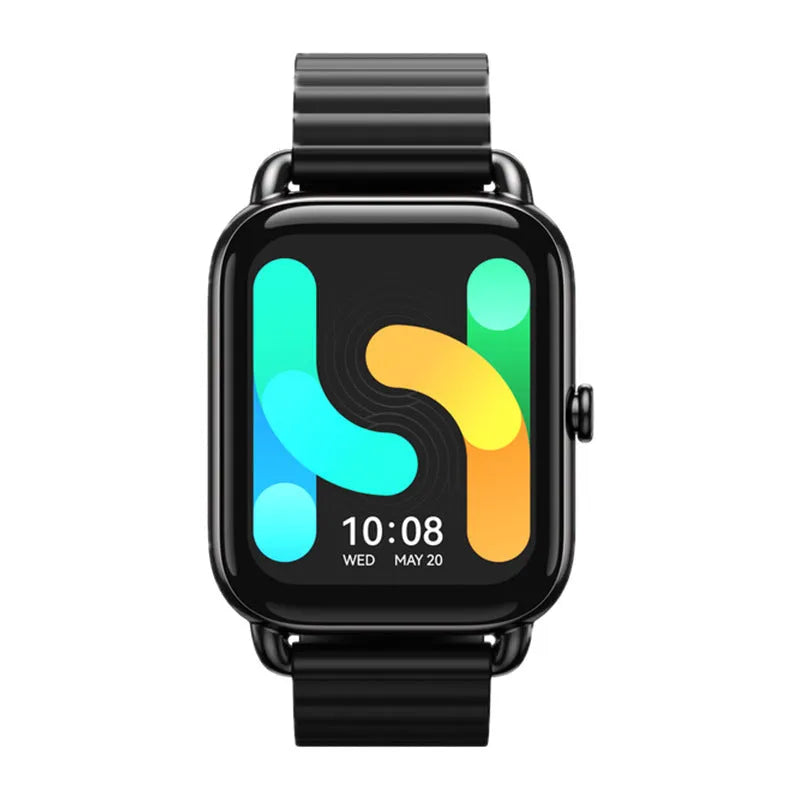 S4PLUS LS11 black smartwatch with AMOLED display showing fitness metrics on wrist