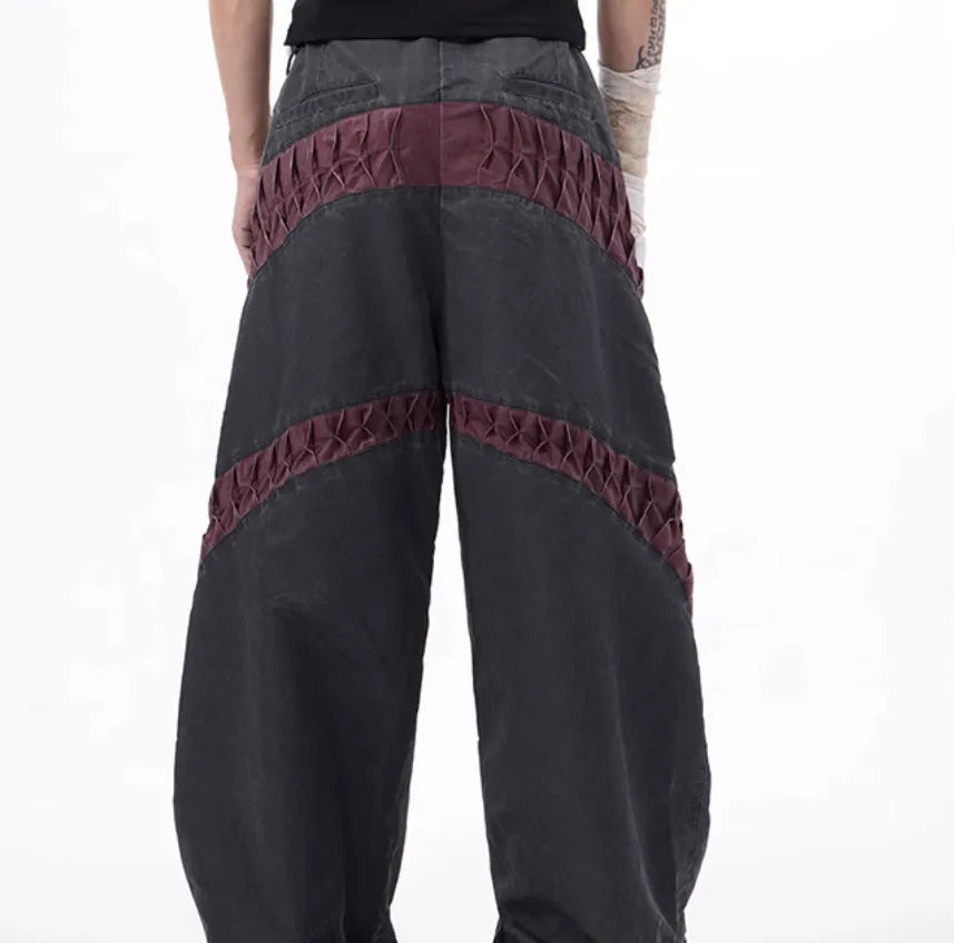 Retro three-dimensional keel casual sports pants in viscose rayon fabric, shown in gray colour with straight hem.
