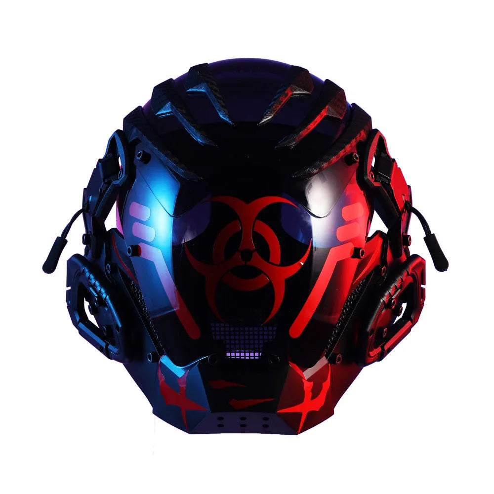 Black full face bioweapon helmet mask for cyberpunk costume parties and events