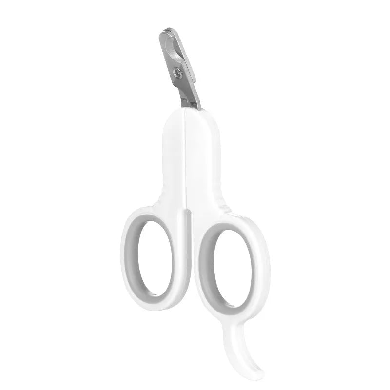 Professional grey pet nail clippers with curved tip and rubberised anti-slip handle.