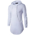 Men's solid colour hooded cotton broadcloth T-shirt with full sleeves and V-neck