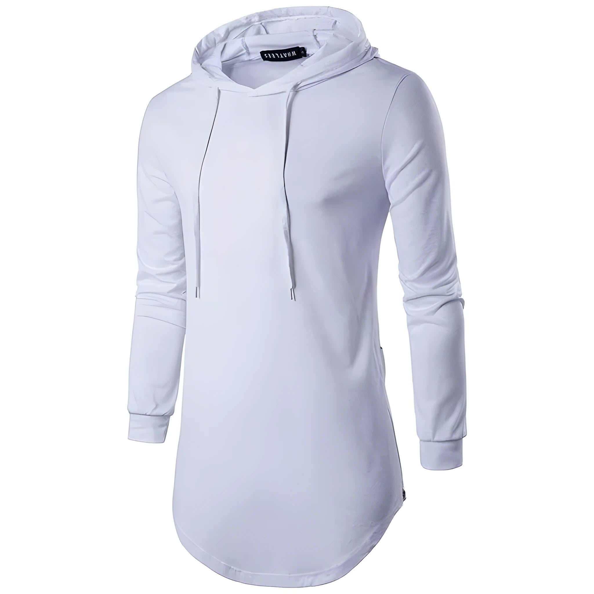Men's solid colour hooded cotton broadcloth T-shirt with full sleeves and V-neck