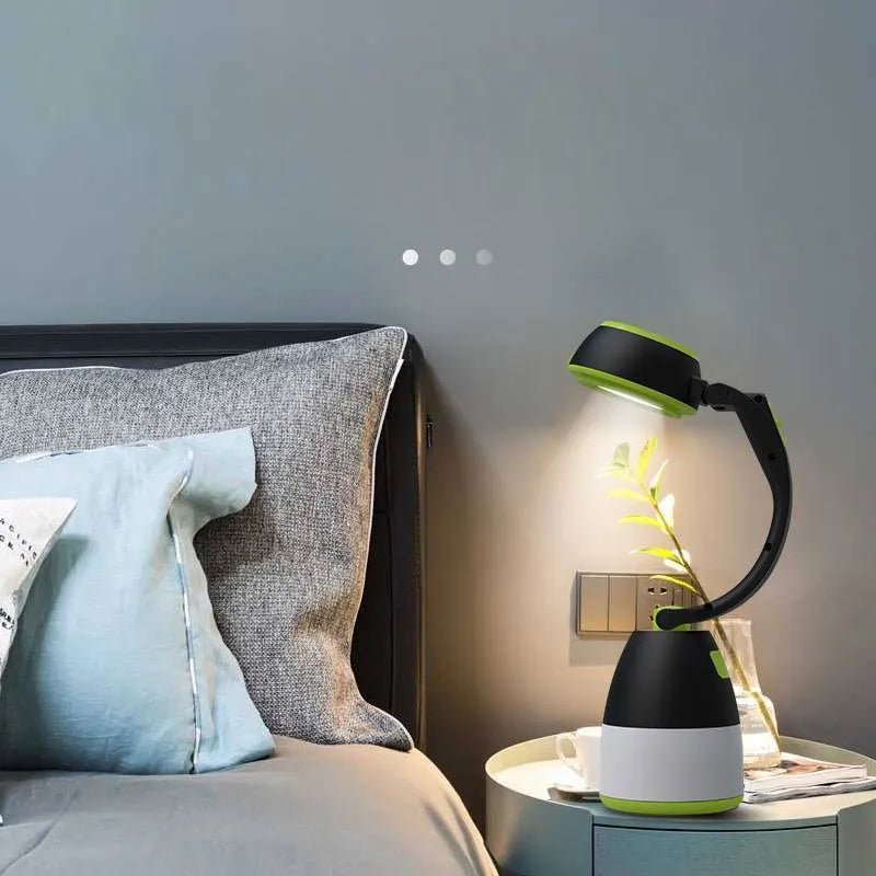 Black green 3-in-1 multifunctional LED table lamp with foldable design for camping and emergency use