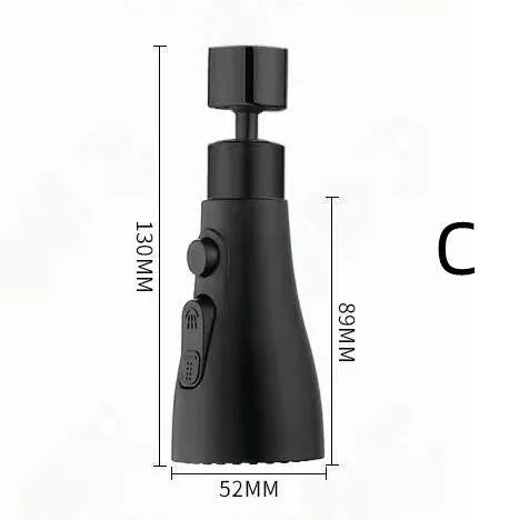 Universal pressurized kitchen faucet sprayer adapter with 360-degree rotation in matte black finish