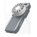 Silver aluminium USB4 external hard drive enclosure for NVMe M.2 SSDs
