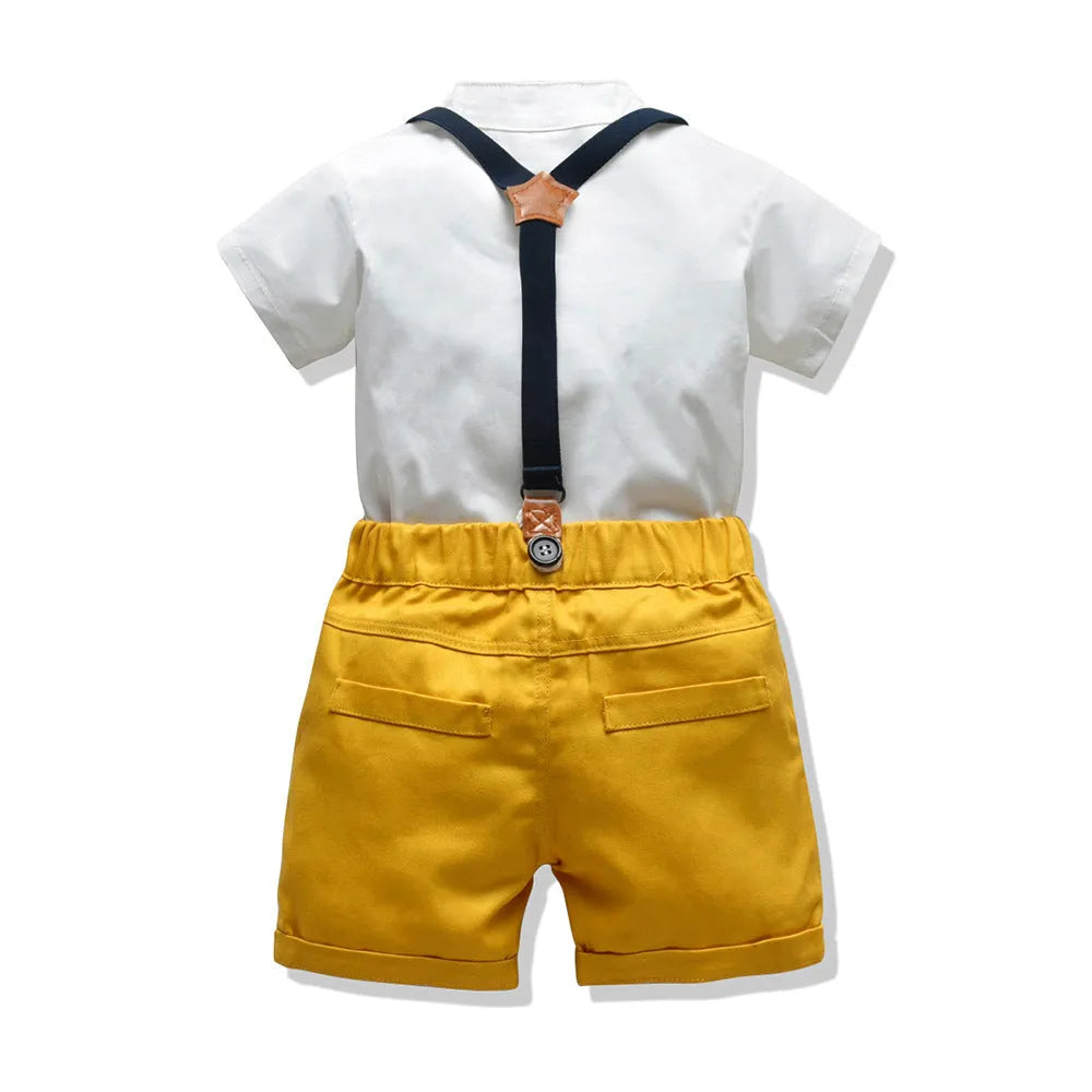 Cotton boy's trouser suit in blue with jacket and trousers on child