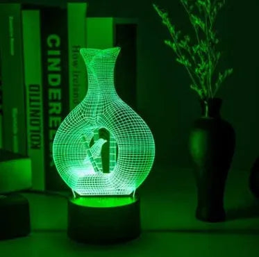 Creative 3D acrylic night light LED lamp on ABS base with multi-colour illumination.