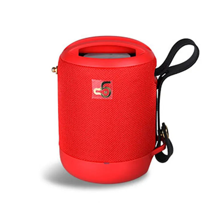 Mini portable Bluetooth speaker with subwoofer in multiple colours showing carrying belt