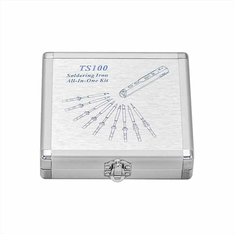 Silver aluminium soldering iron storage box with compact 154mm dimensions