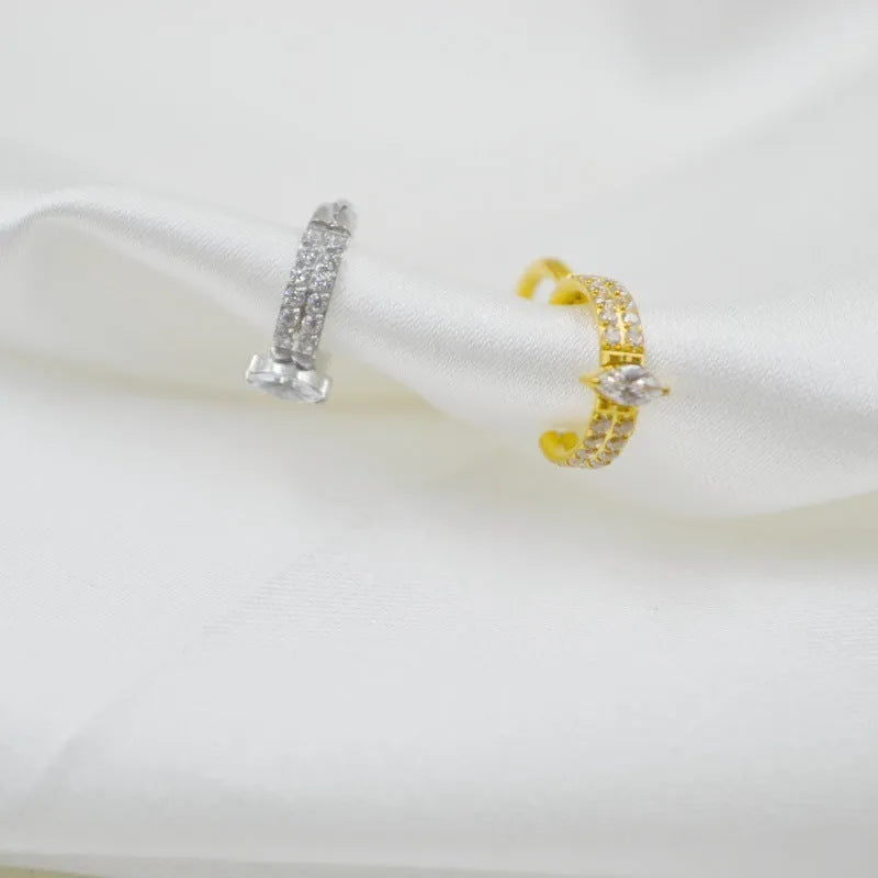 Heart-shaped zircon diamond earrings in titanium steel with silver or gold finish, 1.2x8mm size