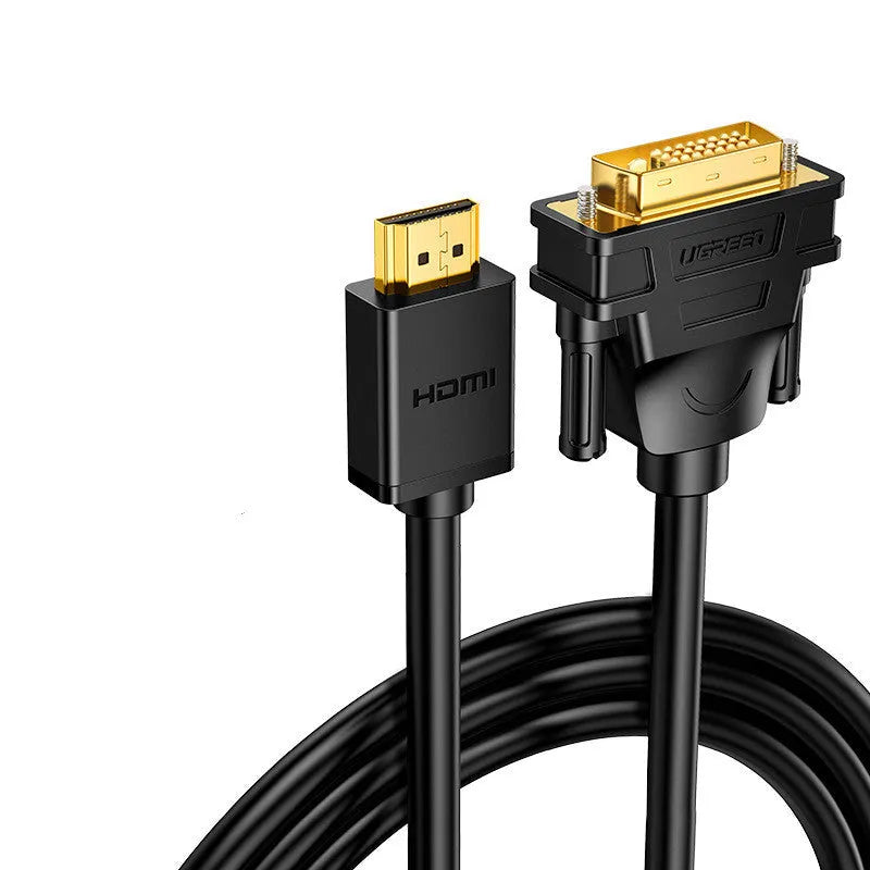 Green packaged HDMI cable adapter for laptop to external display connection, showing connector with two-way rotation feature.