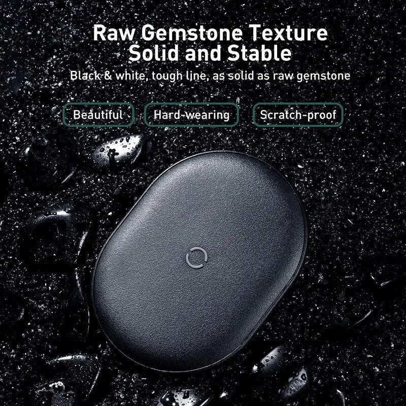 Baseus Rough 15W wireless charging pad in black or white with USB-C connection