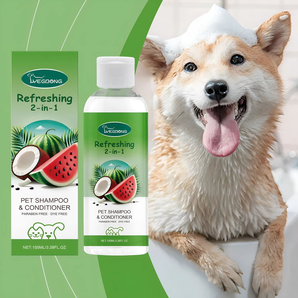 100ml bottle of 2-in-1 pet shampoo and shower gel for cats and dogs
