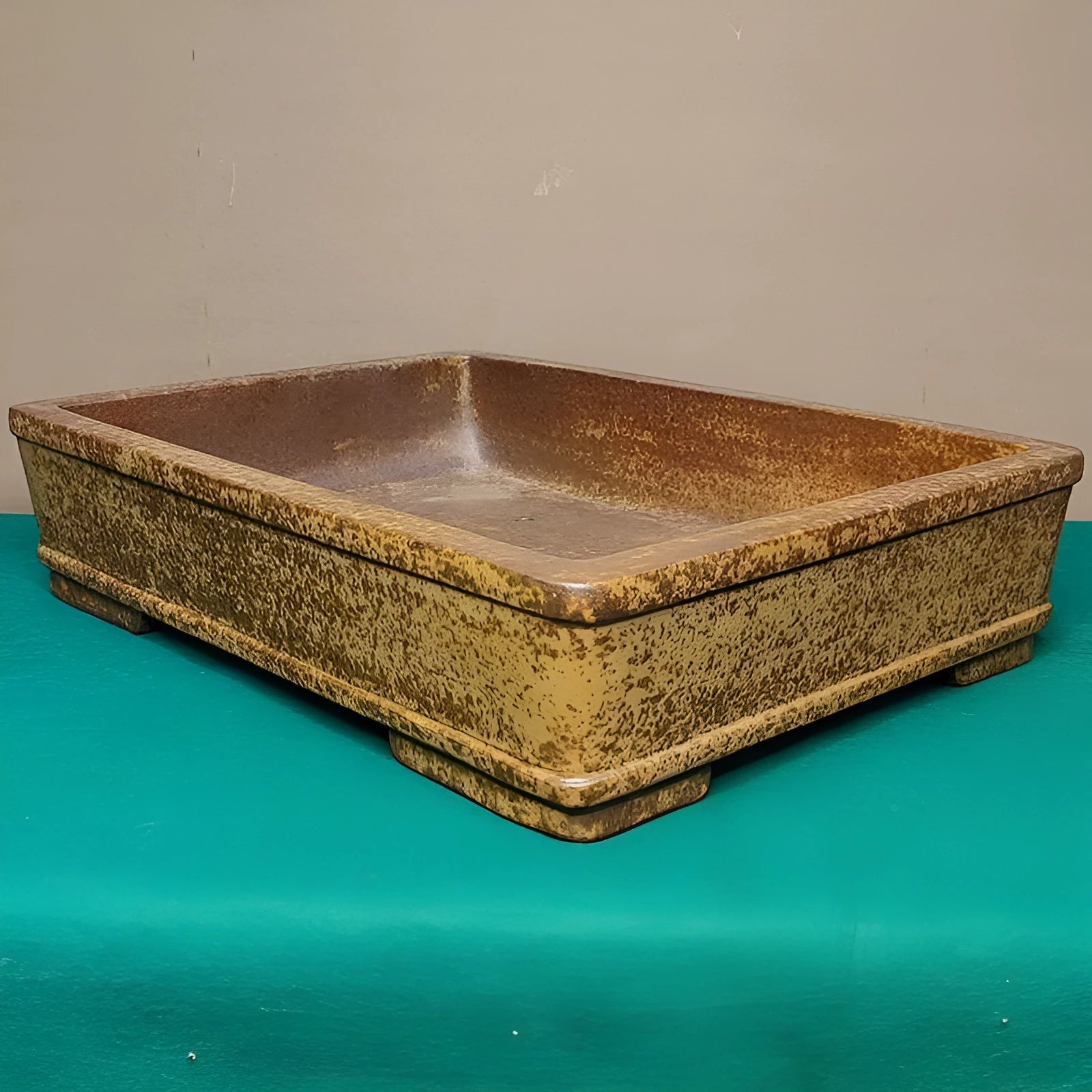Straight shallow rectangular Yixing purple sand flowerpot for corridor plant display