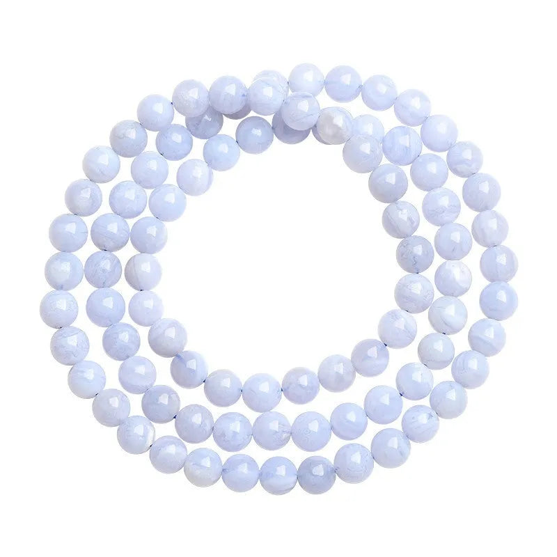 Blue agate bracelet with natural striped beads and scattered Ruyi charm elements