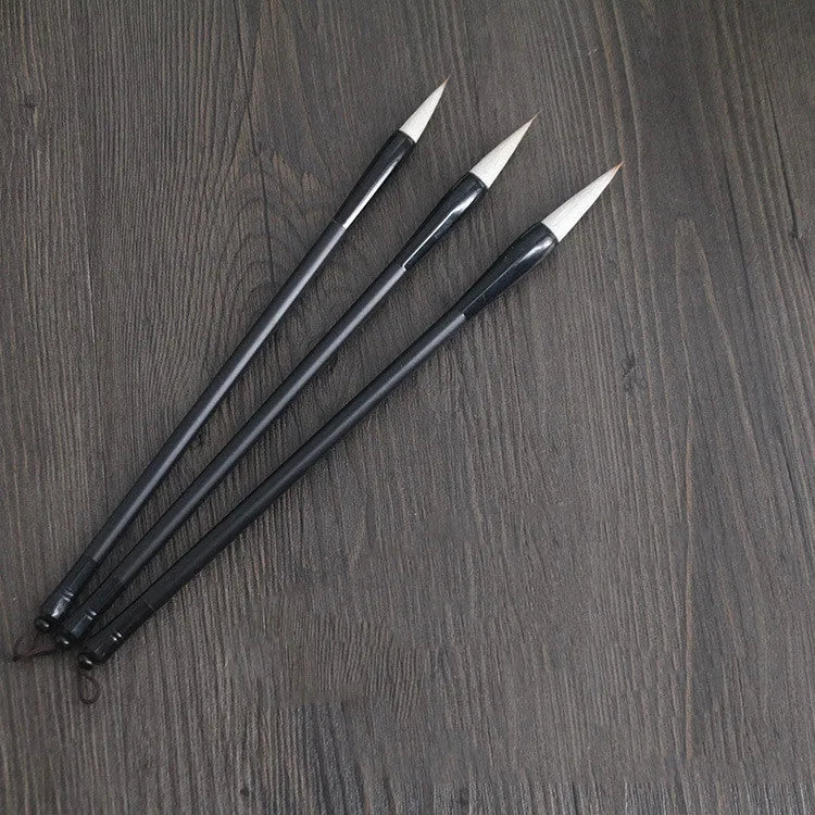 Traditional Chinese student calligraphy brush with Jianhao nib and steel barrel, 23cm length