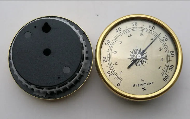 Aluminium analog thermometer and hygrometer with circular 72mm diameter display