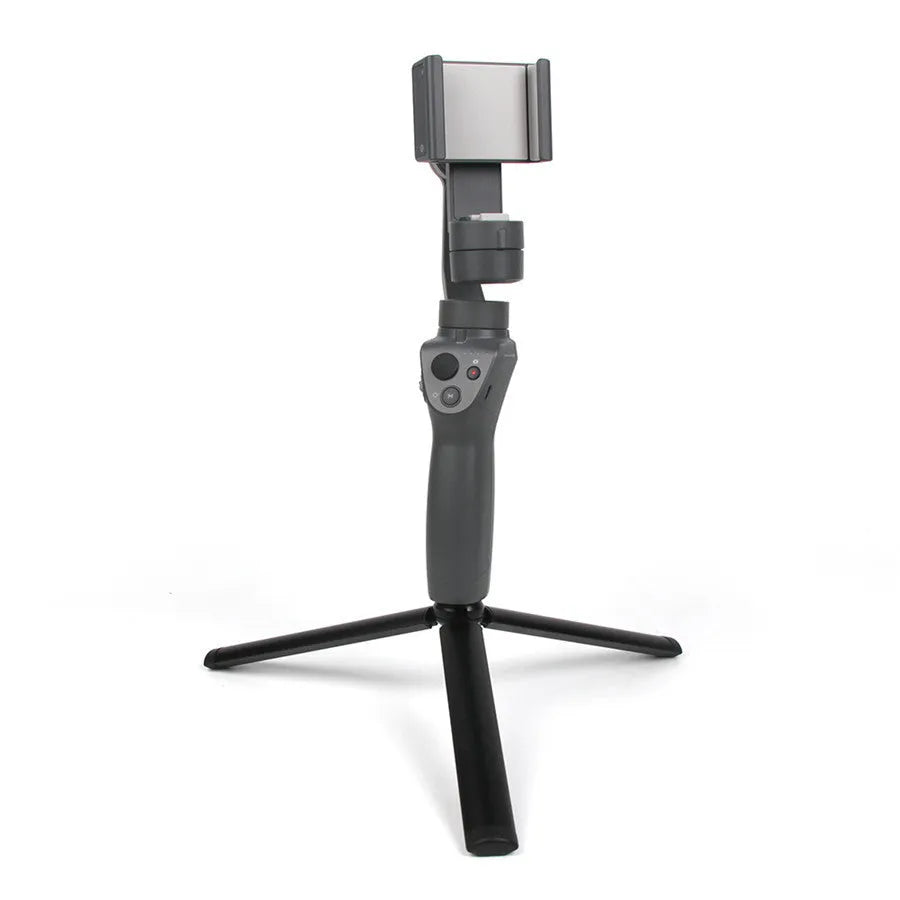 Black aluminium alloy mobile phone tripod stabiliser compatible with iPhones for handheld photography