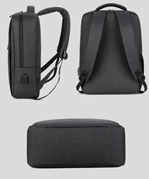 Black waterproof Oxford cloth laptop backpack with shoulder straps for a 15.6-inch device.
