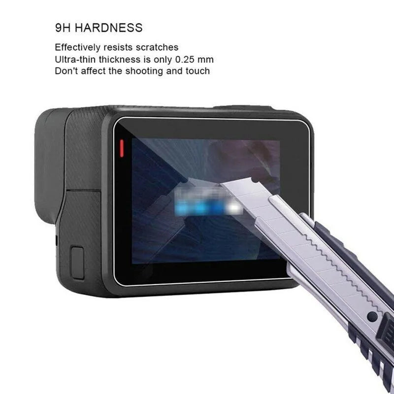 Transparent tempered glass screen and lens protector set for GoPro Hero 5 6 7 cameras