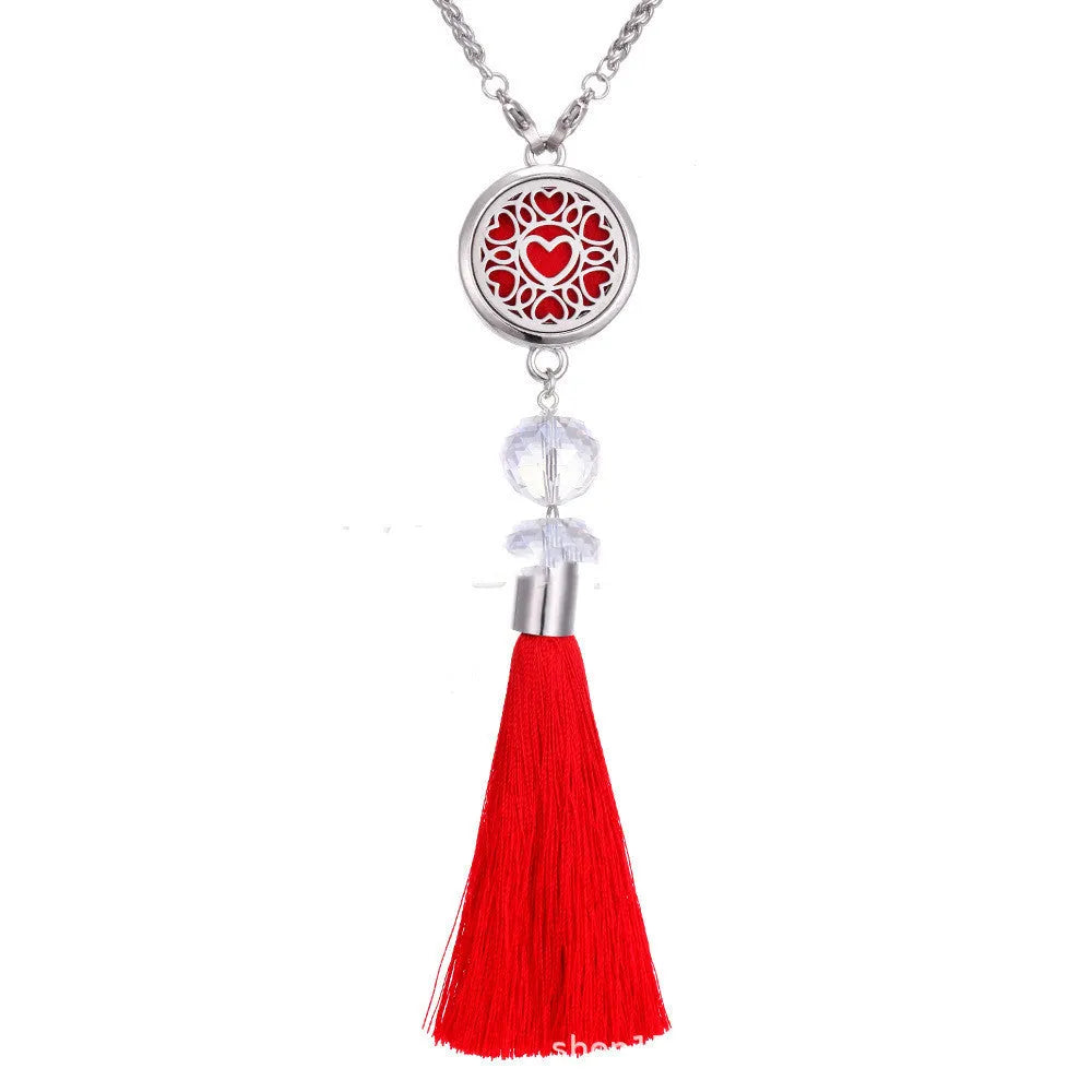 Alloy tassel car pendant air freshener hanging from a rear-view mirror on a 50cm chain