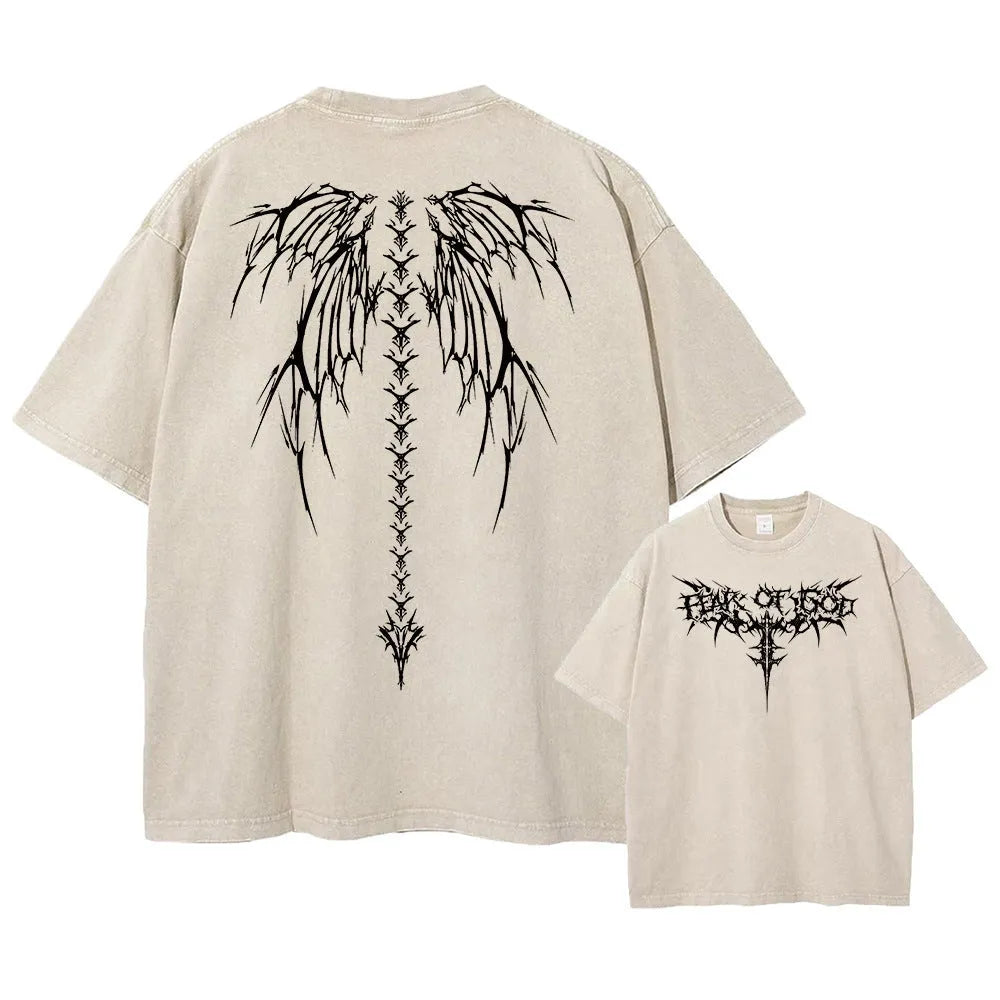 A man's oversized cotton t-shirt in a loose fit with drop shoulder short sleeves.