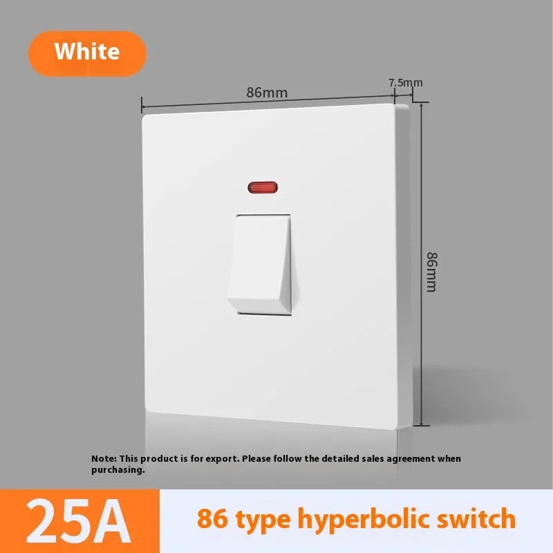 High current water heater switch with light panel in gold, gray, or white finish