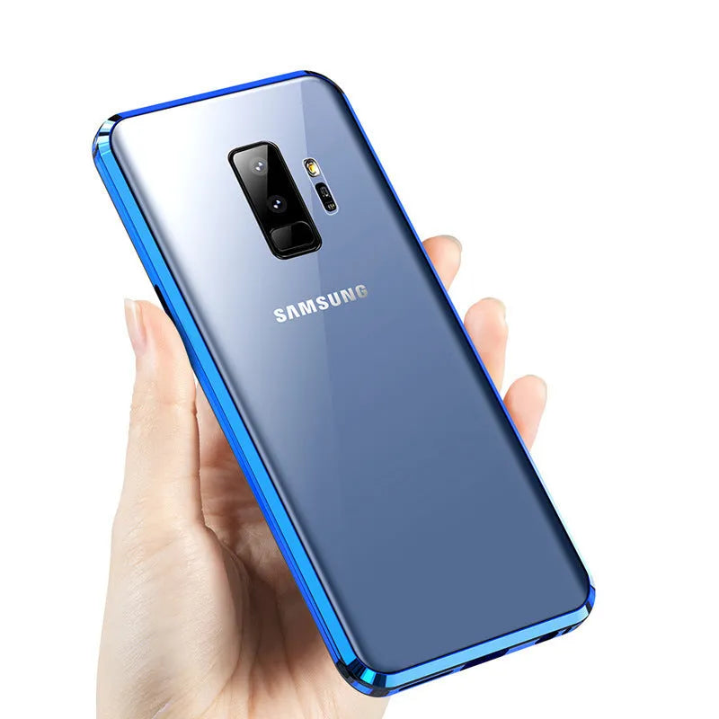 Magnetic anti-peeping phone case for Samsung Galaxy in double-sided glass construction