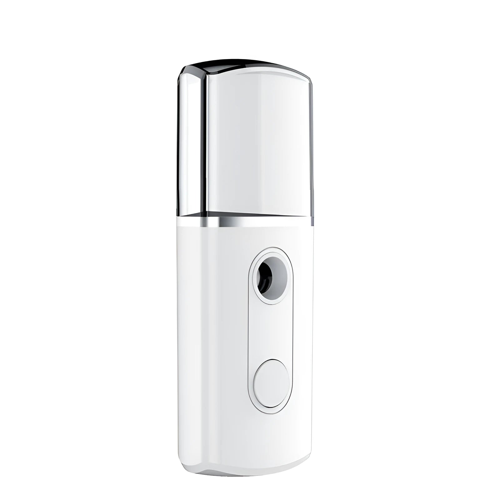 Portable facial nano mist humidifier in white with 20ml tank and compact 10cm body