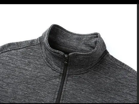 Men's black athletic fit jacket with stand-up collar and zip front