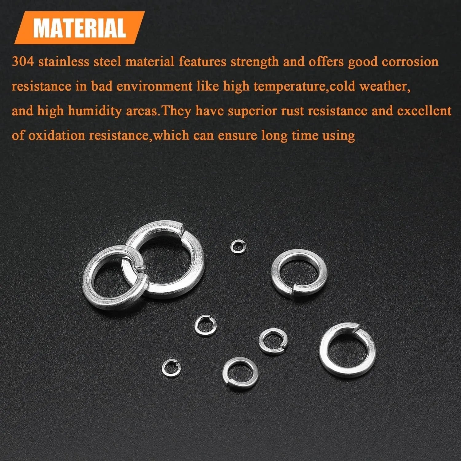 304 stainless steel spring lock washer combination box containing 900 pieces with 2-12mm inner diameter range