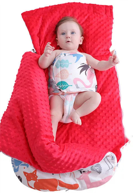 Newborn baby fleece blanket stroller cover 80x46cm blue starry sky pattern with 3D foaming lining