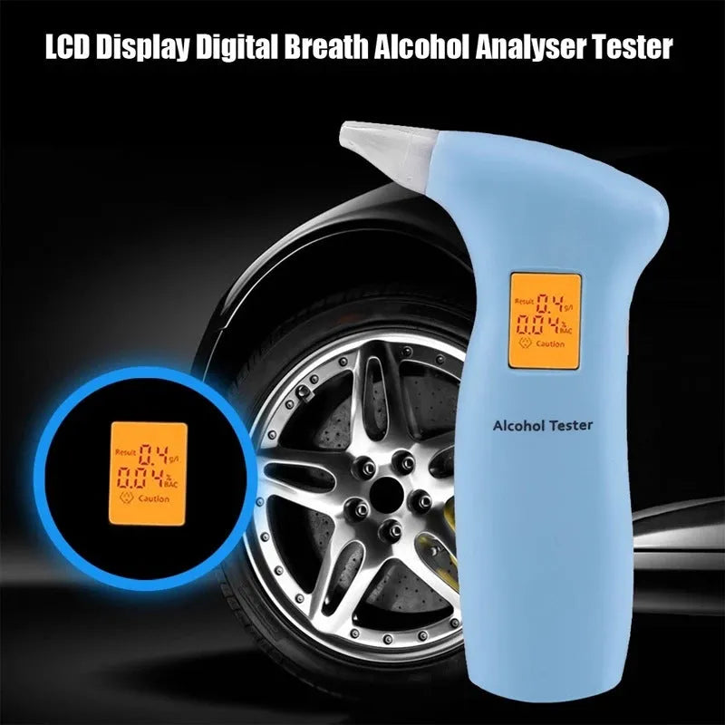 Portable orange light breath alcohol tester with replaceable mouthpieces for drivers