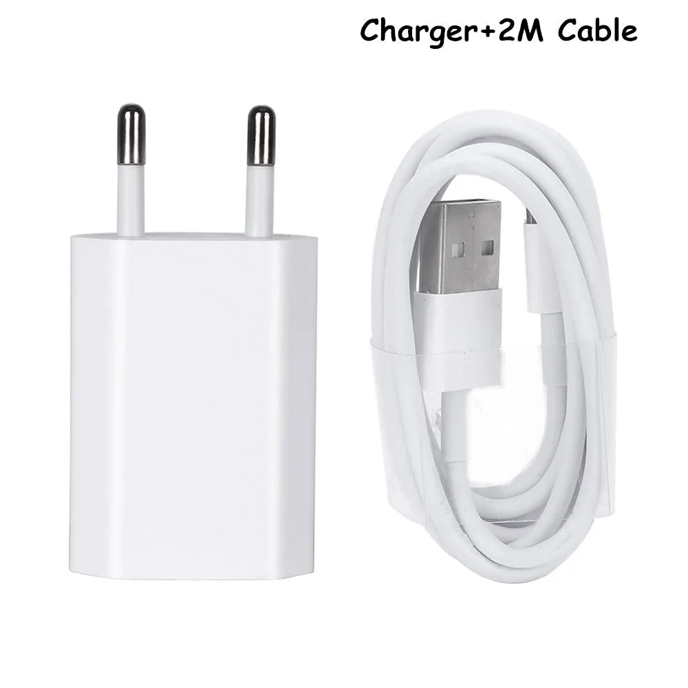 5V 2A USB travel charger and cable compatible with iPhone and iPad models