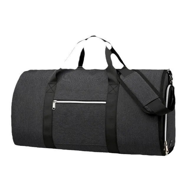 Grey Oxford cloth multi-purpose storage bag with compartments showing dry wet separation feature.