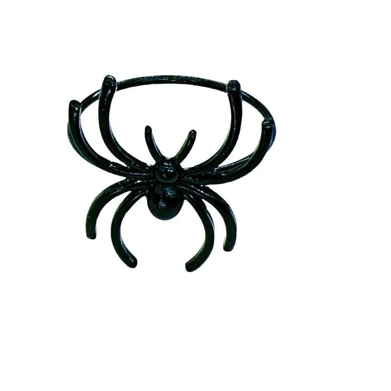 Six black spider Halloween napkin rings made from alloy metal with electrophoresis finish