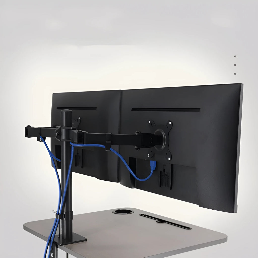 Silver SPCC steel lifting rotating computer monitor bracket arm holding a generic screen