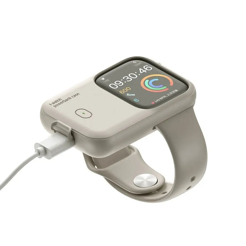 Apple Watch portable charging case power bank with Type-C port and silicone protective case