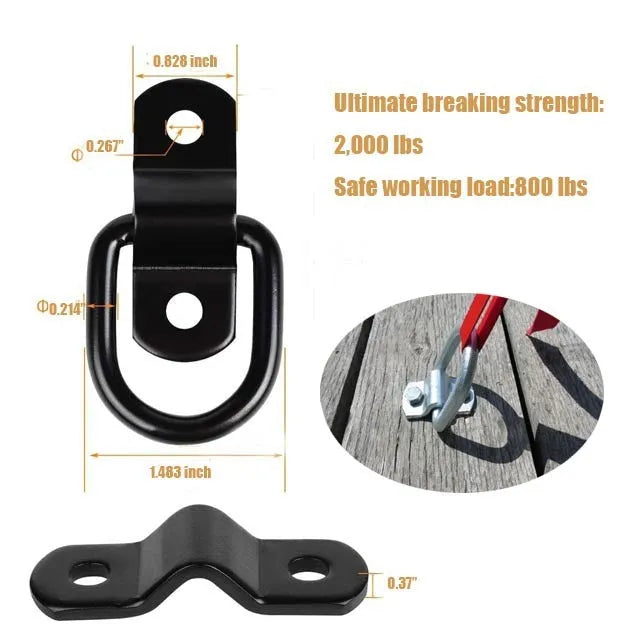 Galvanized carbon steel floor hook with black finish for truck cargo securing