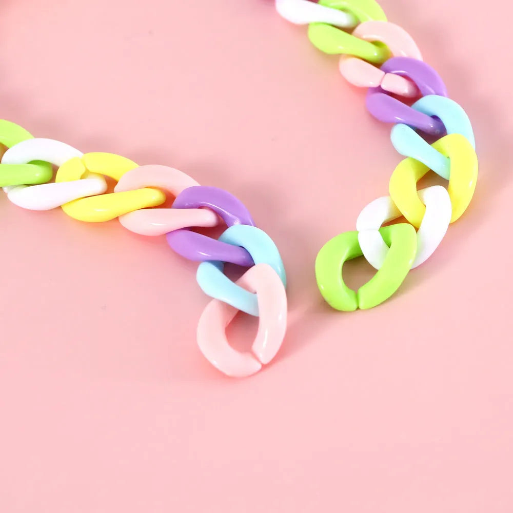 Macaron candy colour plastic pet collar in chain blue, pink, and mixed colours with adjustable S and M sizes